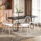 HOMCOM Plastic Dining Chairs with Hollow Back for Kitchen - White - Set of 4-Powder-coated steel legs offer reliable support that stands the test of time