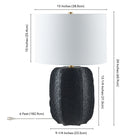 Hudson&Canal - Lampe de table haute Turbida 61 cm avec abat-jour en tissu - Noir mat/laiton/blanc-Dimensions du produit : 15" L x 15" l x 24" H