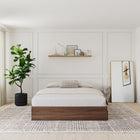 Nexera 3-Drawer Storage Bed Frame - Queen Size - Walnut-Includes a system of slats for mattress support so it doesn't require a box spring, the perfect budget-friendly choice!