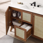 Modway Soma 48" Single or Double Sink Compatible Bathroom Vanity Cabinet - Walnut-Rattan Weave Doors and Drawers