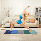 Soozier 6 ft Folding Gymnastics Mat with Carry Handles - Mixed Colour-Foldable design with handle ensures easy storage and portability 