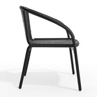 Flash Furniture Black Rattan Indoor-Outdoor Restaurant Stack Chair-Integrated Arms