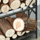Outsunny 2-Layer Heavy Duty Firewood Rack Wood Log Fireplace Stacker with 4 Tools - Black and Gold-3.25" clearance between the bottom rack and the floor   