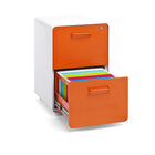 Poppin Stow 2-Drawer File Cabinet - White/Orange-Casters feature 360 swivel