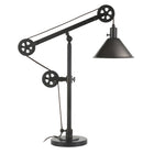 Hudson&Canal - Lampe de table Descartes 74 cm de haut avec système à poulie et abat-jour en métal - Bronze noirci/Bronze noirci-Associé à un abat-jour conique en métal bronze noirci