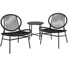 Outsunny 3-Pieces Wicker Patio Furniture Bistro Set - Black-Compact patio set includes two shell-like chairs and a steel-top table for small spaces 
