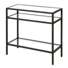 Hudson&Canal Sivil 24"W Rectangular Side Table - Blackened Bronze-Top has weight capacity of 20 lbs, middle shelves can hold 15 lbs each, lower shelf can hold 30 lbs