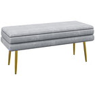 HOMCOM Upholstered Storage Bench for End of Bed - Dark Grey-Thick foam padding and velvet-feel surface provide a comfortable sitting experience