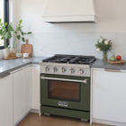 Kucht 30" KFX-X Series Pro Style Propane Gas Range - Stainless Steel/Olive Green-Heavy duty cast iron grates allow moving cookware across burners without lifting
