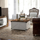 HOMCOM Lift Top Coffee Table with Hidden Compartment - White-Quality metal mechanism enables smooth lifting and lowering