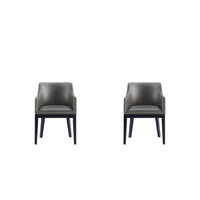 Manhattan Comfort - Lot de 2 fauteuils de salle à manger modernes Gansevoort 57 cm, revêtement en similicuir, gris galet-Fauteuil de salle à manger moderne pour salle à manger et usage de travail lot de 2