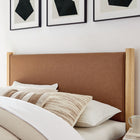 Modway Maven Full Size Vegan Leather Upholstered Platform Bed - Tan Oak-Upholstered Headboard and Footboard