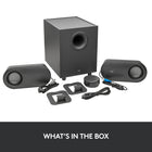 Logitech Z407 Bluetooth with Subwoofer Speaker-Power, volume, bass control, mute, unmute, track forward, rewind, Bluetooth pairing, source switch buttons .etc, on wireless control