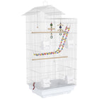PawHut 39" H Bird Cage with Ladder, Swing, Toys and Perches - White-Spacious bird cage allows ample room for bird movement 