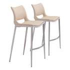Zuo Ace Barstool - Light Pink/Silver - Set of 2-Ergonomic and supportive footrest