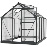 Outsunny - Serre de jardin en polycarbonate 6 pi x 10 pi x 6,6 pi-L'alliage d'aluminium solide et les panneaux PC de la serre offrent un support structurel stable
