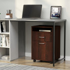 HOMCOM Vertical Filing Cabinet with Drawer Wheels - Espresso-4 omnidirectional wheels (2 with brakes) allow for easy movement  
