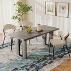 HOMCOM 71" Large Dining Table in Industrial Style for 8 People - Grey Wood Finish-Adjustable foot pads keep it stable on uneven floors