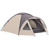 Outsunny 2 Person Camping Tent with Bedroom, Porch, Sewn-in Groundsheet and Hook - Khaki-Exclusive bedroom and front porch comfortably fit three people
