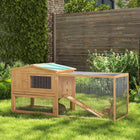 PawHut - Clapier en bois pour lapin, cage à lapin, poulailler avec enclos - 62,25 po L x 22,75 po l x 26,75 po H-Comprend un espace de vie supérieur et une zone de course détachable au niveau inférieur 