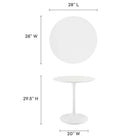 Modway Lippa 28" Round Wood Dining Table - White-Lacquered MDF Tabletop