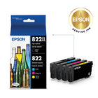 Epson T822 Ink Cartridge Combo Pack - High Capacity Black/Standard Capacity Colour CMY-Worry-free handling - smudge, fade and water resistant prints 