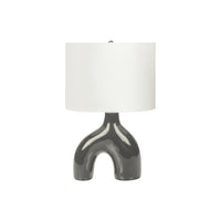 Monarch Specialties 25" H Contemporary Table Lamp - Dark Grey Ceramic / Ivory / Cream Shade-A contemporary and stylish 25"H table lamp featuring a unique two-leg shape dark grey ceramic base, topped with a classic ivory fabric shade and a round silver metal finial