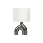 Monarch Specialties - Luminaire - 25 po H Lampe De Table - Pots En Chrome - Abat-Jour Ivoire / Crème - Contemporain - Moderne-Lampe de table contemporaine et élégante de 25 pouces, dotée d'une base unique à deux pieds en céramique gris foncé, surmontée d'un abat-jour en tissu ivoire classique et d'un embout rond en métal argenté