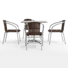 Flash Furniture – Table carrée de 31,5 po en aluminium avec 4 sièges en rotin, intérieur/extérieur (TLH32SQ020CHR4)-Assemblage nécessaire