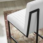 Modway Indulge Channel Tufted Fabric Dining Chair - White-Sled Base