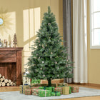 HOMCOM 6' Snow-Flocked Artificial Christmas Pine Tree with Pinecones - Green-Realistic plastic branches, outside tips contain our unique injection molding technology to create a more life-like look, some tips are pine-shape 