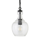 Hudson&Canal - Suspension Verona de 18 cm de large avec abat-jour en verre, - Bronze noirci/grainé-Associé à un abat-jour en verre à dôme ensemencé