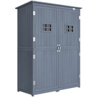 Outsunny - Abri de jardin en bois - 4 x 1,5 ft avec deux fenêtres - Gris foncé-Beaucoup d’espace de rangement – trois étagères à gauche, un grand espace à droite  
