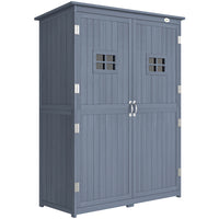 Outsunny - Abri de jardin en bois - 4 x 1,5 ft avec deux fenêtres - Gris foncé-Beaucoup d’espace de rangement – trois étagères à gauche, un grand espace à droite  
