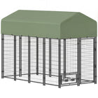 PawHut Dog Kennel, Welded Wire Heavy Duty Dog Run - 8' L x 4' W x 6' H - Green H-Spacious room for dogs to play or rest