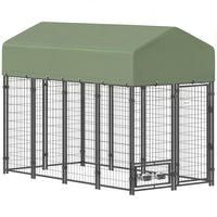 PawHut - Chenil pour chien, enclos robuste en fil métallique soudé - 8 pi L x 4 pi l x 6 pi H - vert-Espace spacieux pour que les chiens puissent jouer ou se reposer 