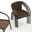 Flash Furniture - Chaise empilable de restaurant en rotin brun moyen pour intérieur et extérieur-21.75"W x 23.5"D x 28.5"H
