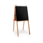 Crestline Child's Deluxe Double Easel - Black-Lead-free chalkboard on one side, a white dry-erase board on the reverse, and a paper roll on the top.