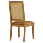 Modway - Arlo Cuir végétalien rembourré en faux rotin et bois Fauteuils d’accompagnement à manger Ensemble de 2 - Bronzage naturel naturel-8