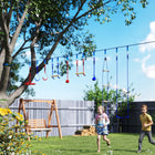 Qaba Ninja Warrior Kids Obstacle Course - 32.8' - Blue-Easy setup with tree protection tensioner for safety 