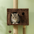PawHut 89" - 100" Floor-To-Ceiling Cat Tree - Brown-Includes scratching post to satisfy natural clawing instincts 