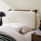 Modway Anela Wall-Mounted Chenille Upholstered Twin Headboard - Cream Walnut-Chenille Upholstery