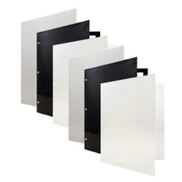 JAM Paper Laminated Two Pocket Glossy 3 Hole Punch School Folders - Assorted Business Colours - 6 Pack-Colour: Black, Silver, White
