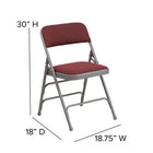 Flash Furniture HERCULES Series Curved Triple Braced & Double Hinged Burgundy Patterned Fabric Metal Folding Chair-18 Gauge Steel Frame