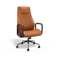 Union & Scale Industria Manager Chair - Brown-Stylish yet durable brown bonded leather material is easy to keep clean while providing an elevated, professional look