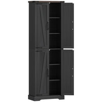 HOMCOM 72" H Pantry Cabinet for Dining Room - Black-Spacious dual cabinets with adjustable shelves for organised storage 
