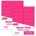 JAM Paper Mailing Address Labels, 1 1/3 x 4, Neon Pink, 252 Pack-Mailing Address Labels