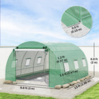 Outsunny Walk-in Tunnel Greenhouse with 2 Support Rods - 13' x 9.8' x 6.6' - White- Mesh door and windows offer excellent cross-ventilation and unwanted guests protection
 