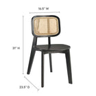 Modway Habitat Wood Dining Side Chair - Black - 2 Pack-Woven Rattan Cane Seat