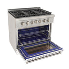 Kucht 36" KFX-X Series Pro Style Natural Gas Range - Stainless Steel/White-2 Years Limited Manufacturer Warranty